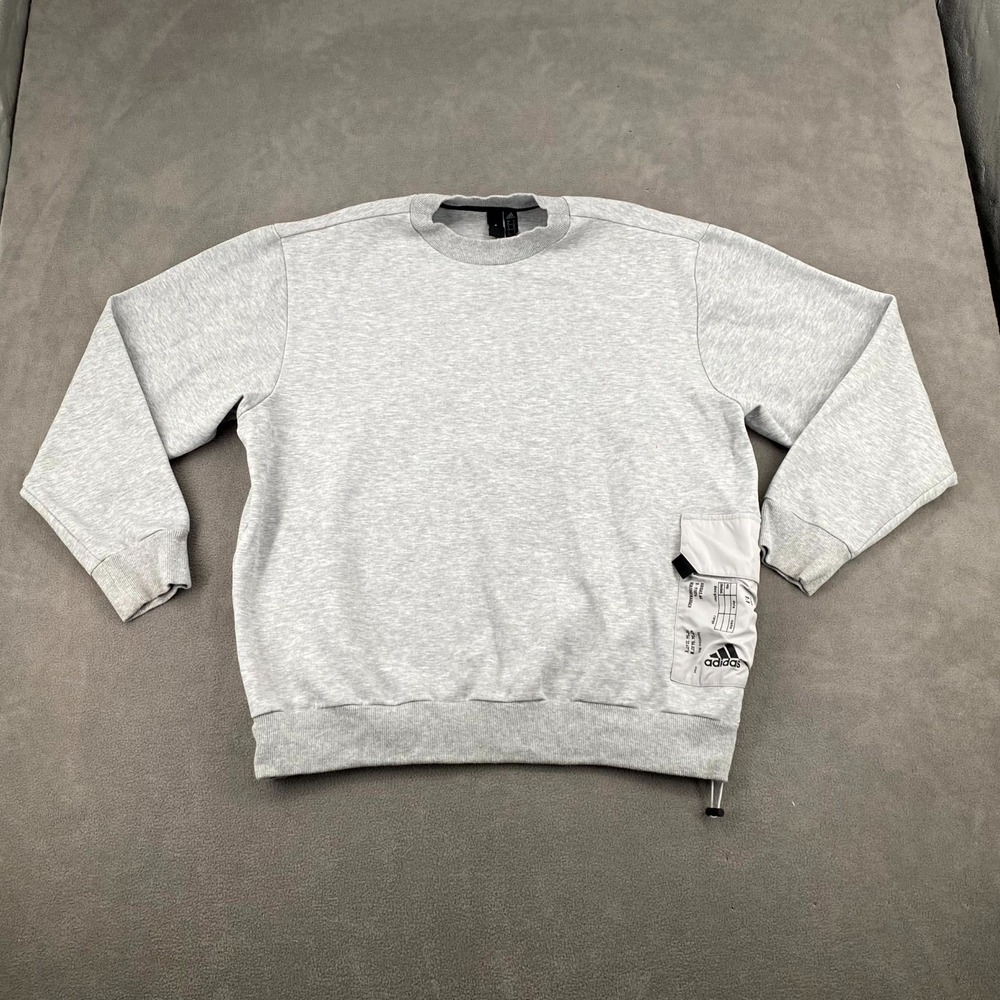 Adidas Performance M‎ Pocket Crew Sweatshirt Mens XL Gray Cotton Relaxed Fit